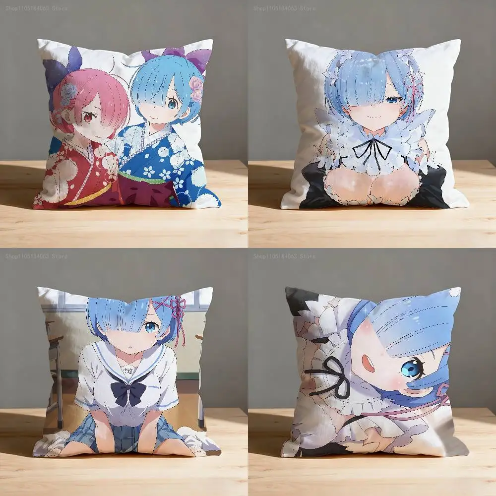 

Life different world zero Rem Pillow Case For Sofa Decor Car Office Room Printing Cushion Cover Decorations and Protector