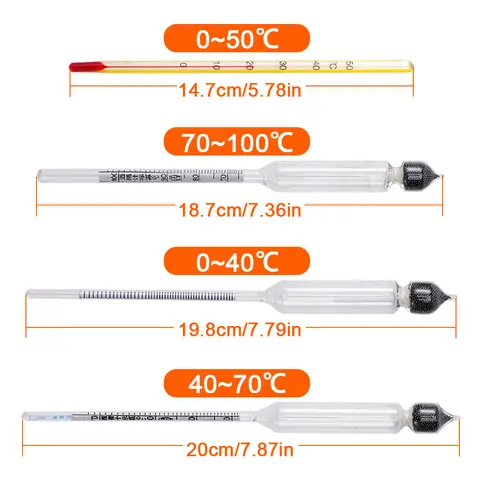 4Pcs Hydrometer Alcoholmeter Set 0 To 100% Alcohol Meter Tester Thermometer Wine Meter Vintage Alcohol Concentration Meter Tool