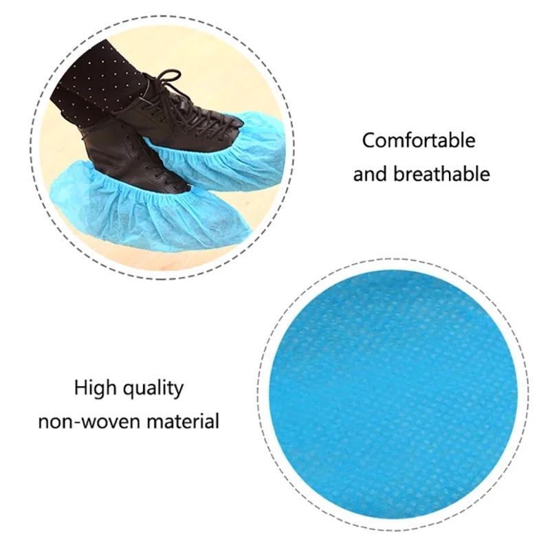 100 Uds. Cubiertas desechables antideslizantes para zapatos con banda elástica para suelo de alfombra interior médica
