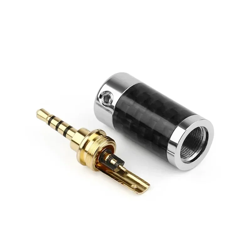 Jack 2.5Mm 3.5Mm 4 Tiang Steker Headphone untuk Colokan Solder Cangkang Serat Karbon Jack Audio Kabel Earphone 2.5 3.5 Konektor TRRS