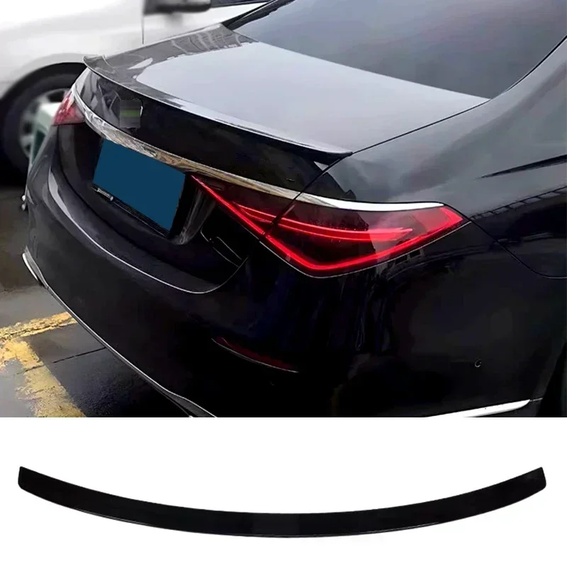 

New! Black Spoiler for Benz W223 Tail Fin S Class S350 400 500 2021-2023 Car Rear Trunk Ducktail Wing ABS Plastic Accessories