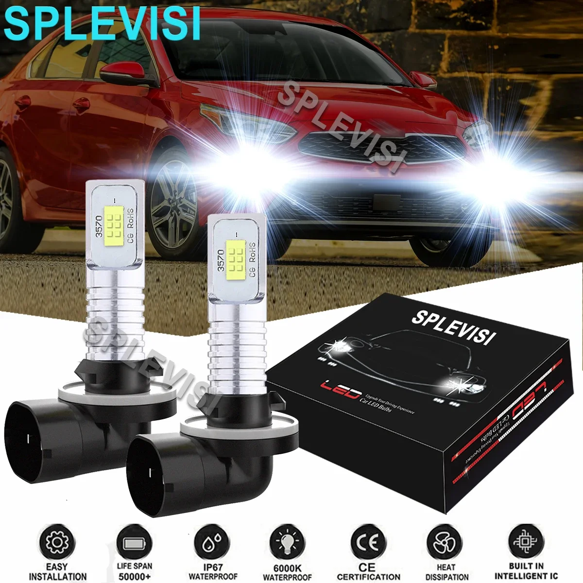 

2PCS Car LED Fog Light Bulbs 6000K White Fit For Dodge Ram 1500 2500 3500 1999-2001 Dakota Durango 2001 2002 2003