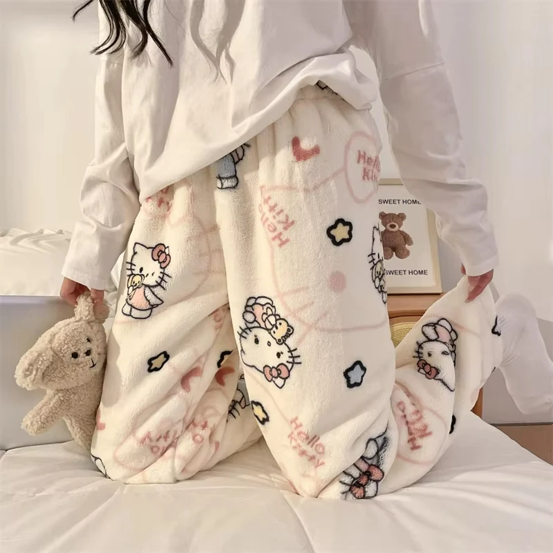 Nowe spodnie do spania Sanrio Hello Kitty w stylu Y2K, damskie spodnie domowe, jesienne ubrania domowe, prezent na Halloween i Boże Narodzenie dla dziewczynek