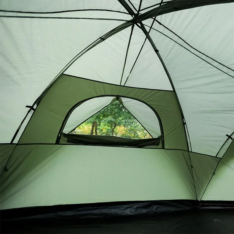 Outdoor Sunshade Double Layers Rainproof Camping Big Family Tent Tourist Picnic 2rooms Hand Install Travel Anti-mosquito Inner