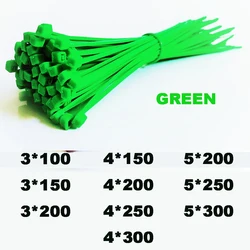 Self-Lock cable ties Plastic Nylon Wire ties Cable Zip Ties 3*100 3*150 3*200 4*150 GREEN 100pcs Nylon Ties Fasten Loop Cable