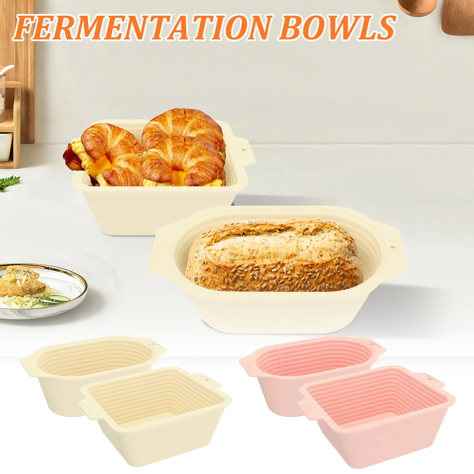 

Silicone Bread Proofing Bowls Oval Square Silicone Proofing Bowl High Temperature Resistant Dough Proofing Bowl Foldable