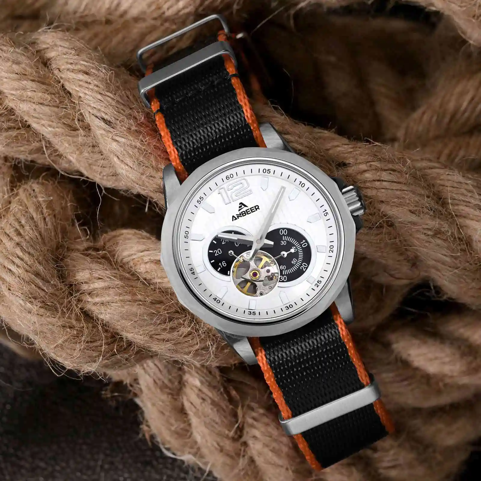 ANBEER Nylon Watch Band 18mm 20mm 22mm Military Fashion Adjustable Watch Straps with Stainless Steel Buckle Include Tools