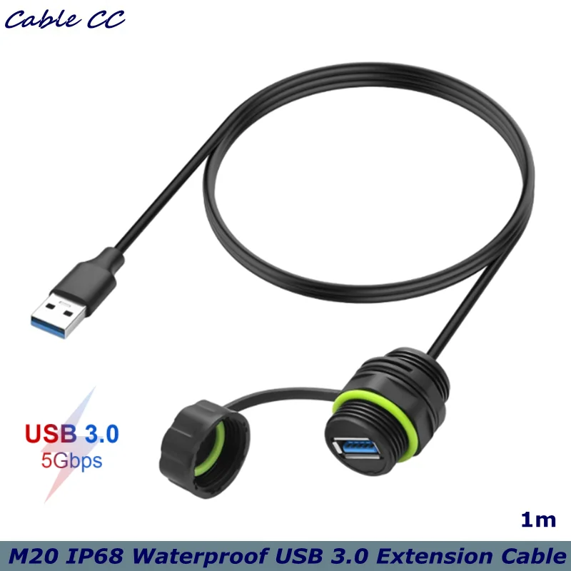 (1M/39.3Inch) USB 3.0 Extensions Cable, Waterproof USB Male to Female Panel Mount Coupler Support Fast Data Transfer,