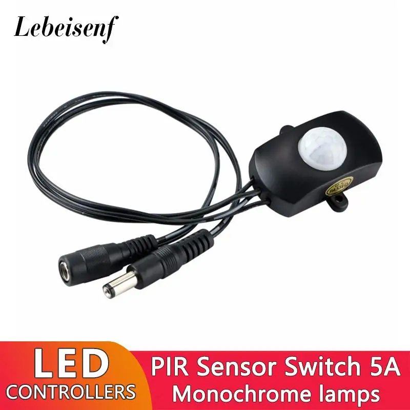 

PIR Infrared Human Sensing Switch Dimmer Controller for Wardrobe Stair Corridor Garden LED Monochrome Lighting Lamp 5A 12V 24V