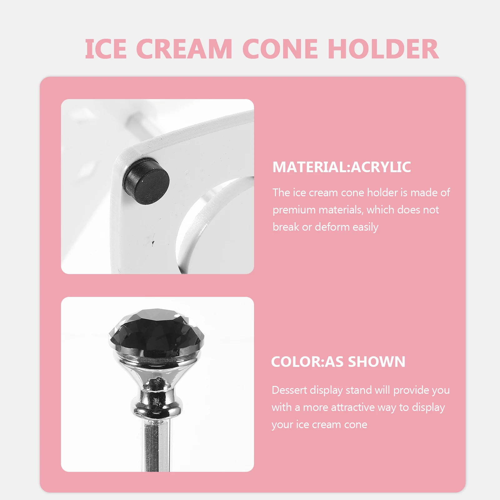

1pc Ice Cream Display Stand Cones Holder Reusable Acrylic Egg Roll Bracket Sturdy Lightweight Easy Assembly Smooth Edges Wedding