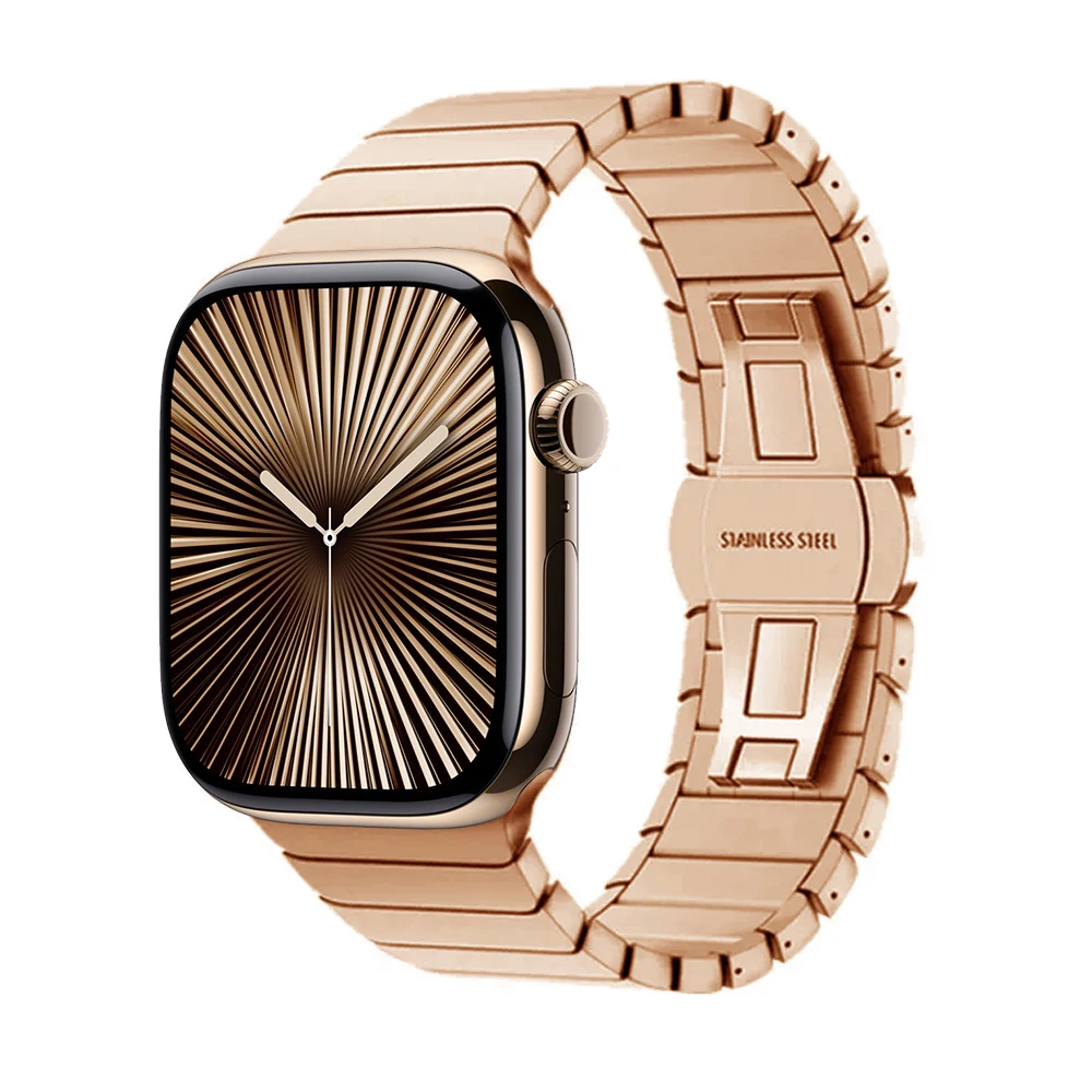 Metallarmband für Apple Watch 46mm, Edelstahl-Uhrenarmband für iWatch Serie 12 11 10 Ultra 49mm 42/44/45mm, Business-Armband