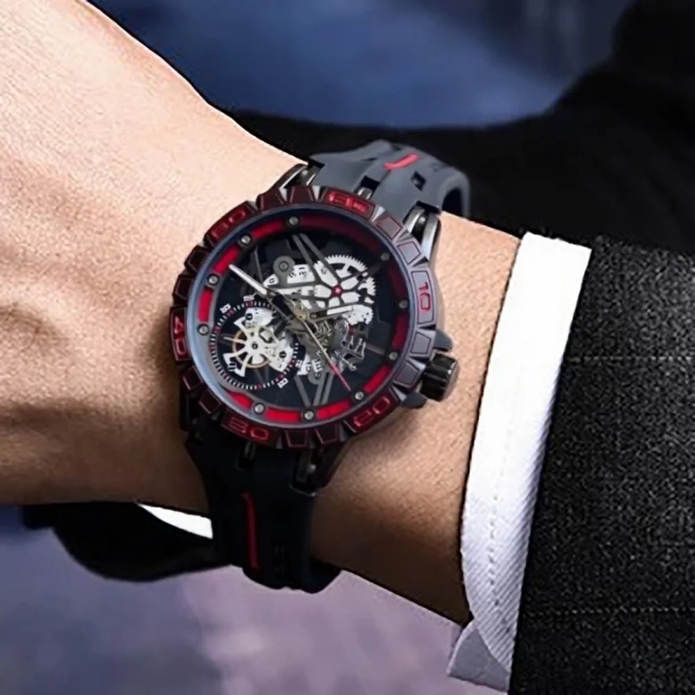 

Luxury 3D Creative 2025 Quartz Watches Men AAA Cool 49mm Big Dial Rubber Strap Waterproof Original Wristwatch Relogio Masculino