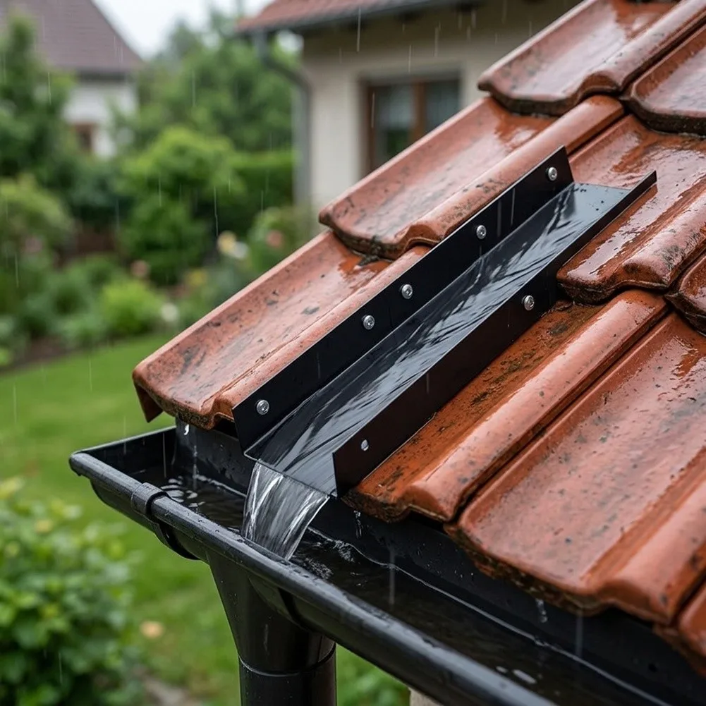 3.2ft Black Galvanized Steel Rain Diverter for Roof Edge Guidance Door Entries For Windows Roof Vents and Transitions