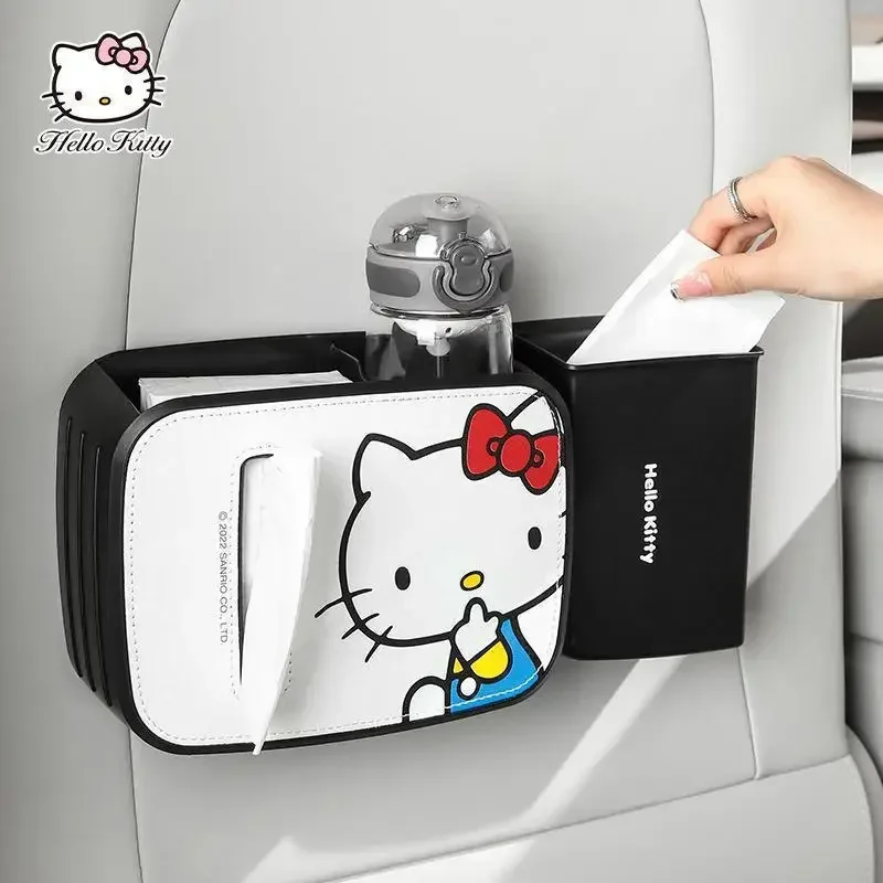 Hello Kitty Anime Kawaii Samochodowy Kosz Na Śmieci Śliczna Kreskówka Sanrio Słodki Ins Kt Kot Pudełko Na Ręczniki Papierowe Wiadro Prezenty Dla Dziewczynek