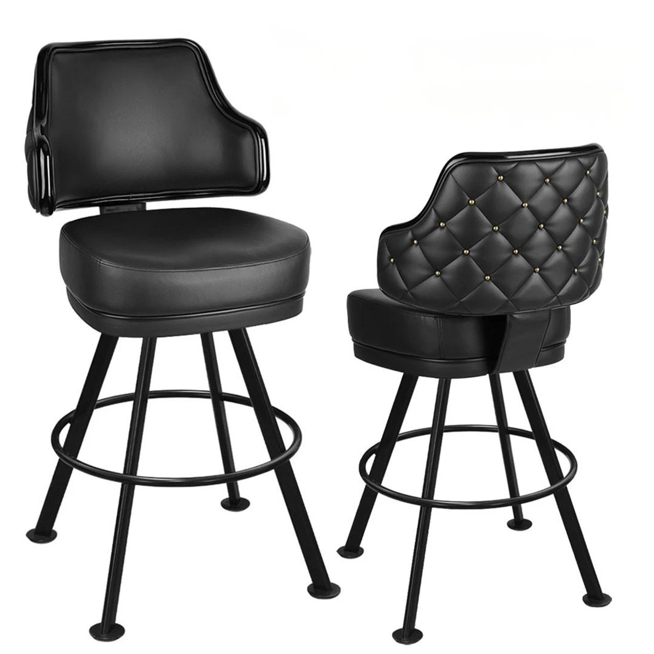 

Commercial 30" High Black Leather Gaming Bar Stool with Heavy-Duty Metal Base Premium American Restaurant Bar Club Furniture