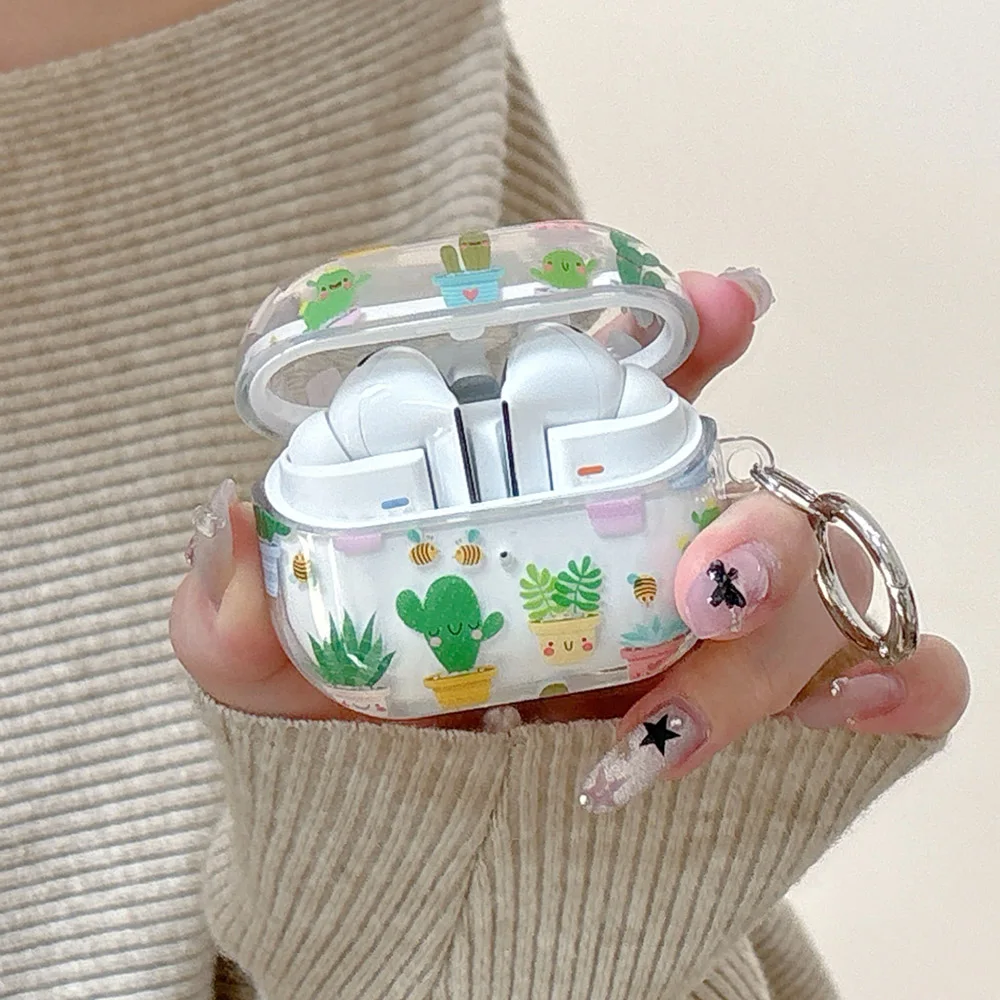 Funda para auriculares con diseño de cactus y tortuga marina para Samsung Galaxy Buds 3 Pro Buds3, Funda de silicona para auriculares Buds3