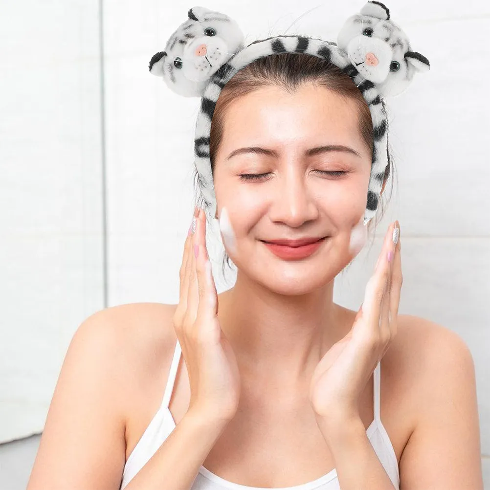 

2 шт. повязки на голову с ушками тигра для женщин и девочек, милые мультяшные ушки животных, мягкие и удобные, для макияжа, умывания, фотосессий