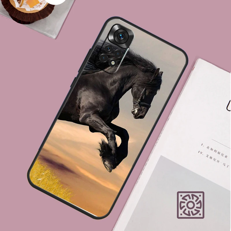 Beautiful Black Horse Phone Case For Xiaomi Redmi Note 13 12 12S 12C 13C 10 10C 9 9C 10S 11S 11 Pro Soft Cover image 6