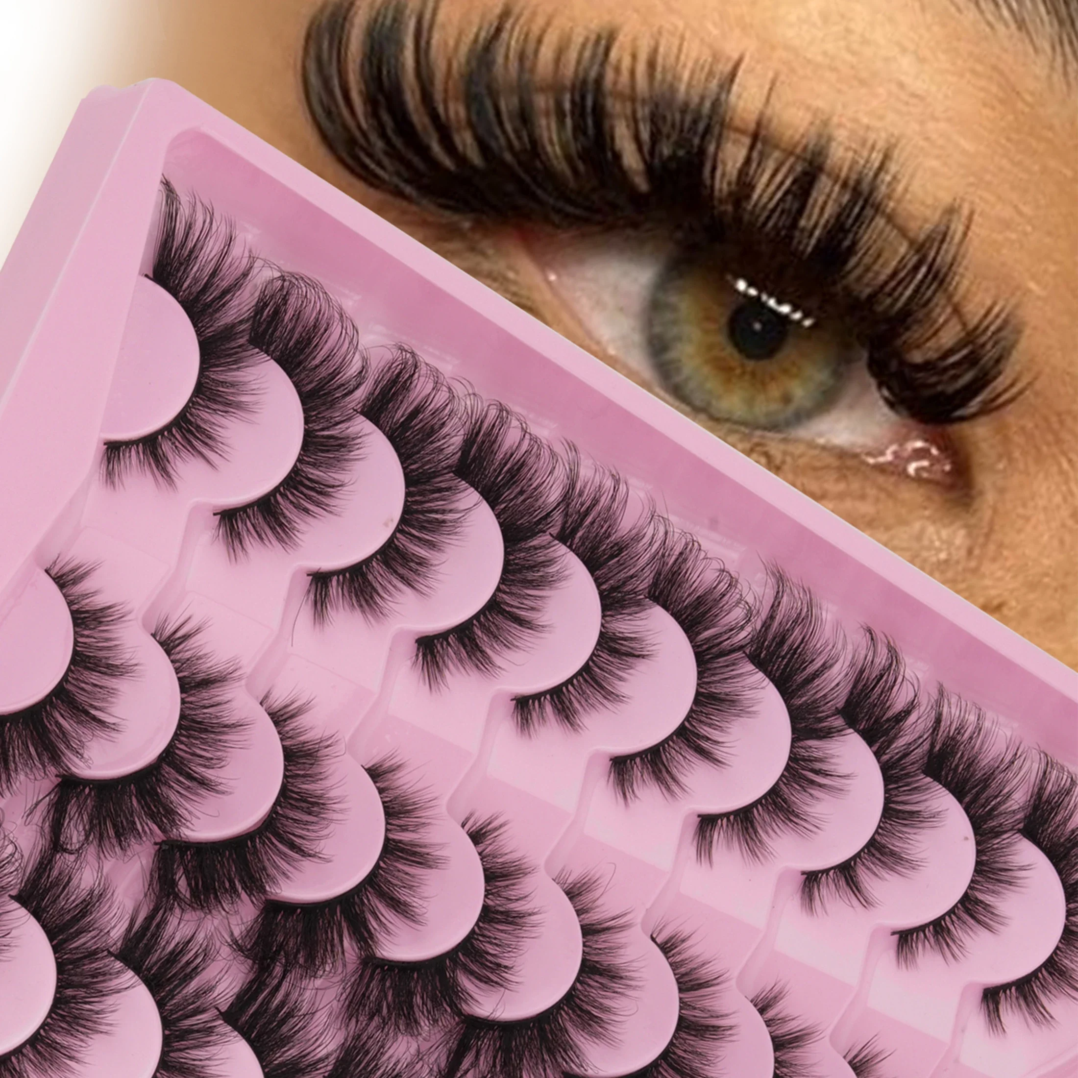 20 Pairs 3D Fluffy Wispy Strip Lashes D-Curl Volume Natural Soft Black Band Reusable False Eyelashes for Eye Makeup