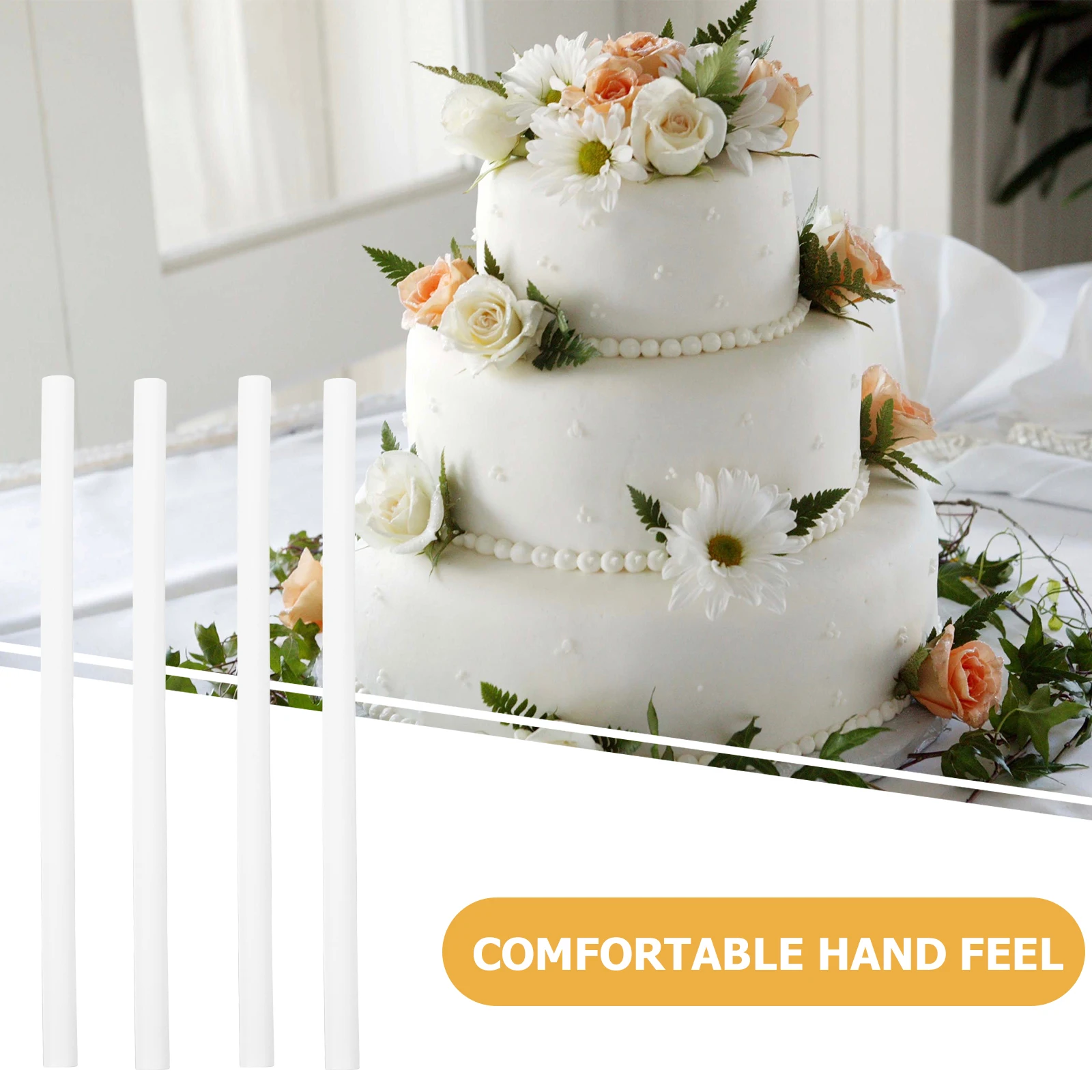 

25pcs Cake Dividers Rods 9.5x240mm Plastic Supports Sticks for Stacking Tiered Cakes Dowels Wedding Birthday Party Tools