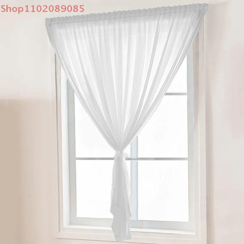 

Adhesive Curtain No Punching Installation Balcony White Self-adhesive Gauze Bedroom Bay Window Semi-blackout Curtain