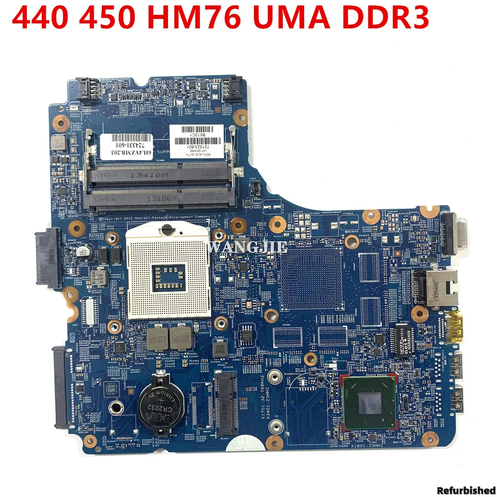 

Refurbished FOR HP Probook 440 450 Laptop Motherboard 721523-501 721523-001 12238-1 48.4YZ31.011 HM76 UMA DDR3 100% Working