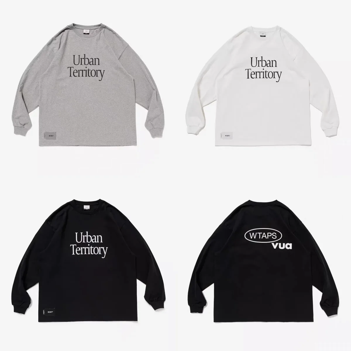 WTAPS Men’s Heavyweight Long Sleeve T-Shirt Letter Print Loose Fit Crew Neck Japanese Casual Streetwear Top