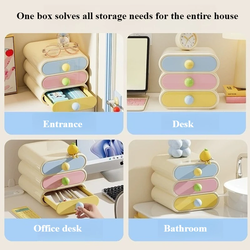 Desktop Makeup Box Colorful Highend Home Bedroom Dormitory Storage Box Stackable Makeup Organizer for Office Cosmetic Maquillaje