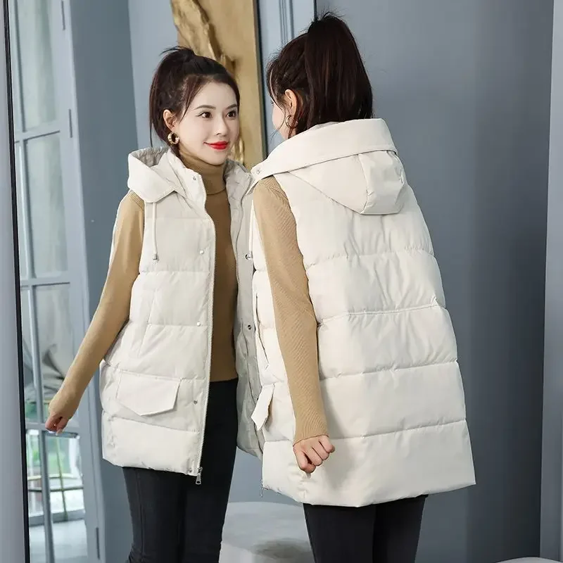 Vests Winter Jacket Women 2022 Sleeveless Vests Coats Cardigan Cropped Top Padded Jacket Vest Korean Fashion Plus Size