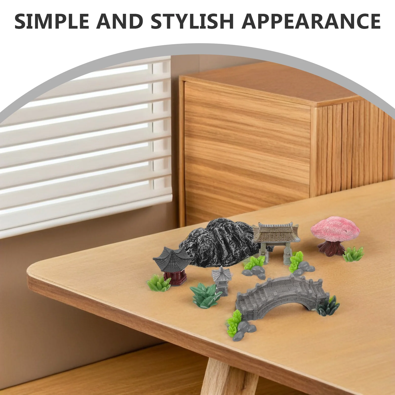 

1Set Miniature Zen Garden Bridge Pagoda Stone Rockery Ornament for Terrarium Bonsai Fairy Garden Landscape Decoration