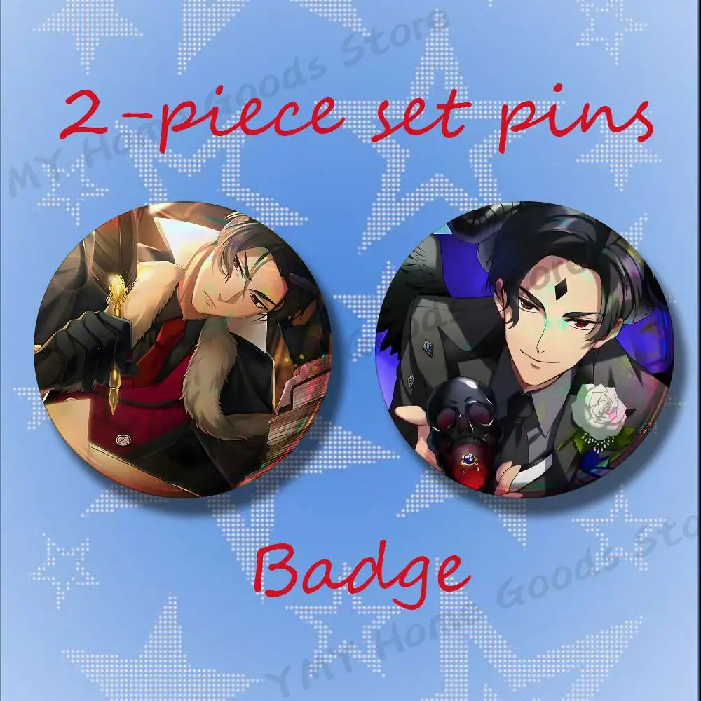 Game O-Obey Me Lucifer Brooches for Backpack Accessories 25 32 44 58 75mm Round 2-piece set Free Mix