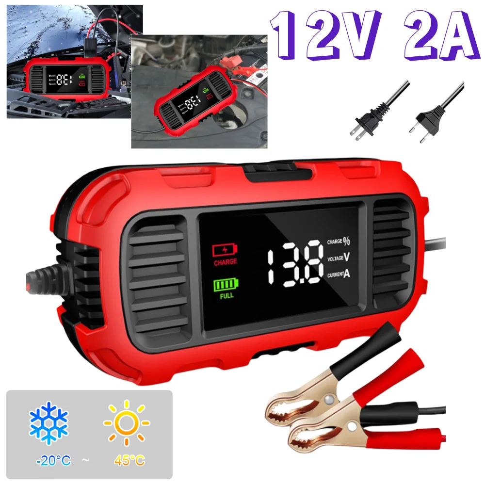 

12V 2A Motorcycle Battery Charger Car Motorcycle Lead Acid Battery Charger Fully Automatic Battery Charger for Car Truck Battery