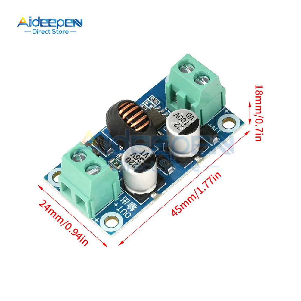 Convertidor reductor de DC-DC, módulo de fuente de alimentación Buck de 10-100V a 5V/12V/24V 3A con protección total para uso automotriz e industrial