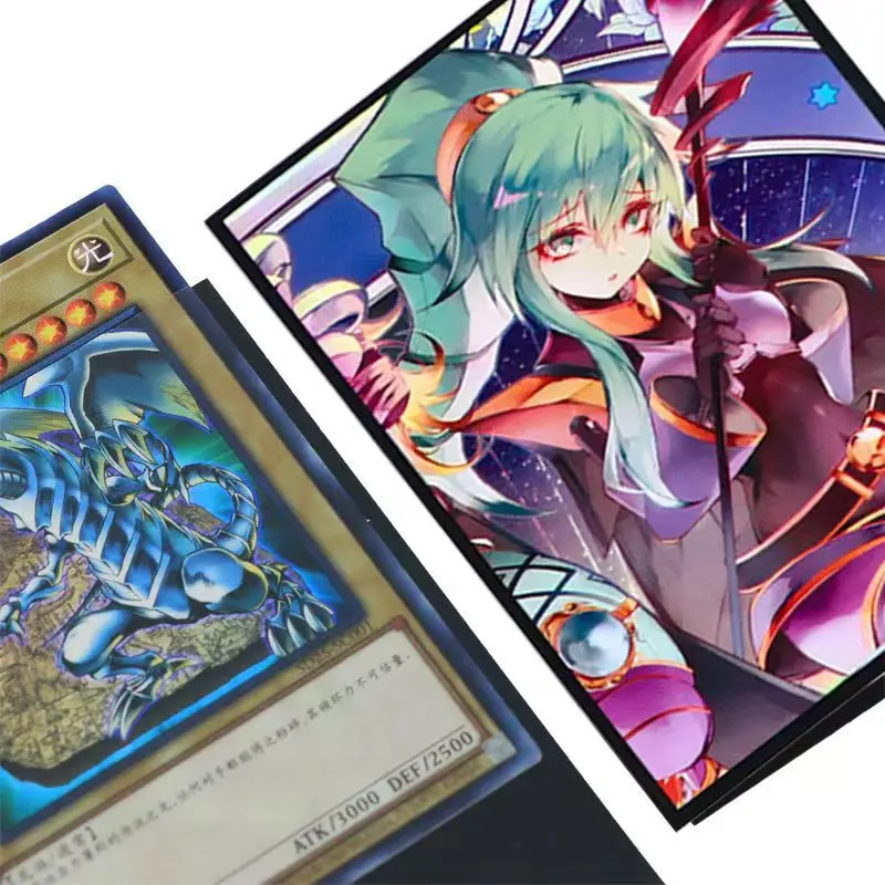 63x90mm 50PCS/LOT Laser YU-GI-OH Card Sleeves Illustration Anime Protector Card Cover for Board Games Trading Cards