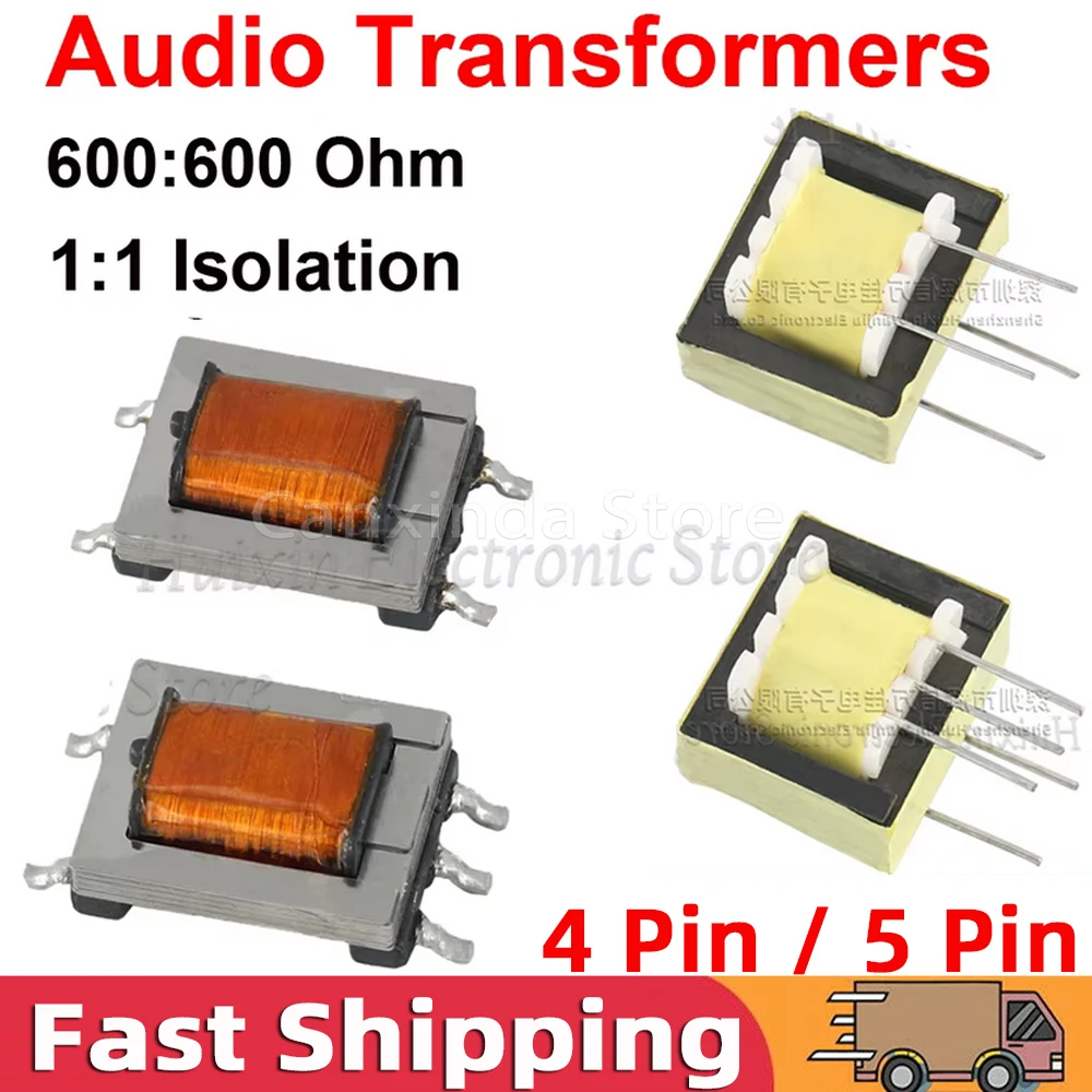 5PCS Audio Transformer 600:600 Ohm 1:1 Isolation Digital Signal Nickel Alloy Permalloy High Efficiency Isolated EI14 ED8 Type