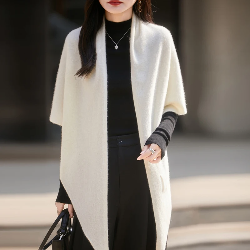 

Женские трикотажные треугольные шали из 100% шерсти, весна-осень, трикотаж из чистой шерсти, большой треугольный шарф, зимняя грация, простые накидки, шарф