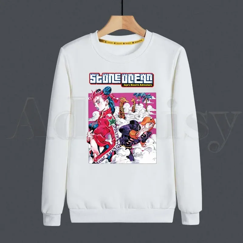 JoJo Bizarre Adventure Harajuku Vintage Hoodies Sweatshirt Print Trend Mens Clothes Hip-Hop Male Crewneck Hoodies Men