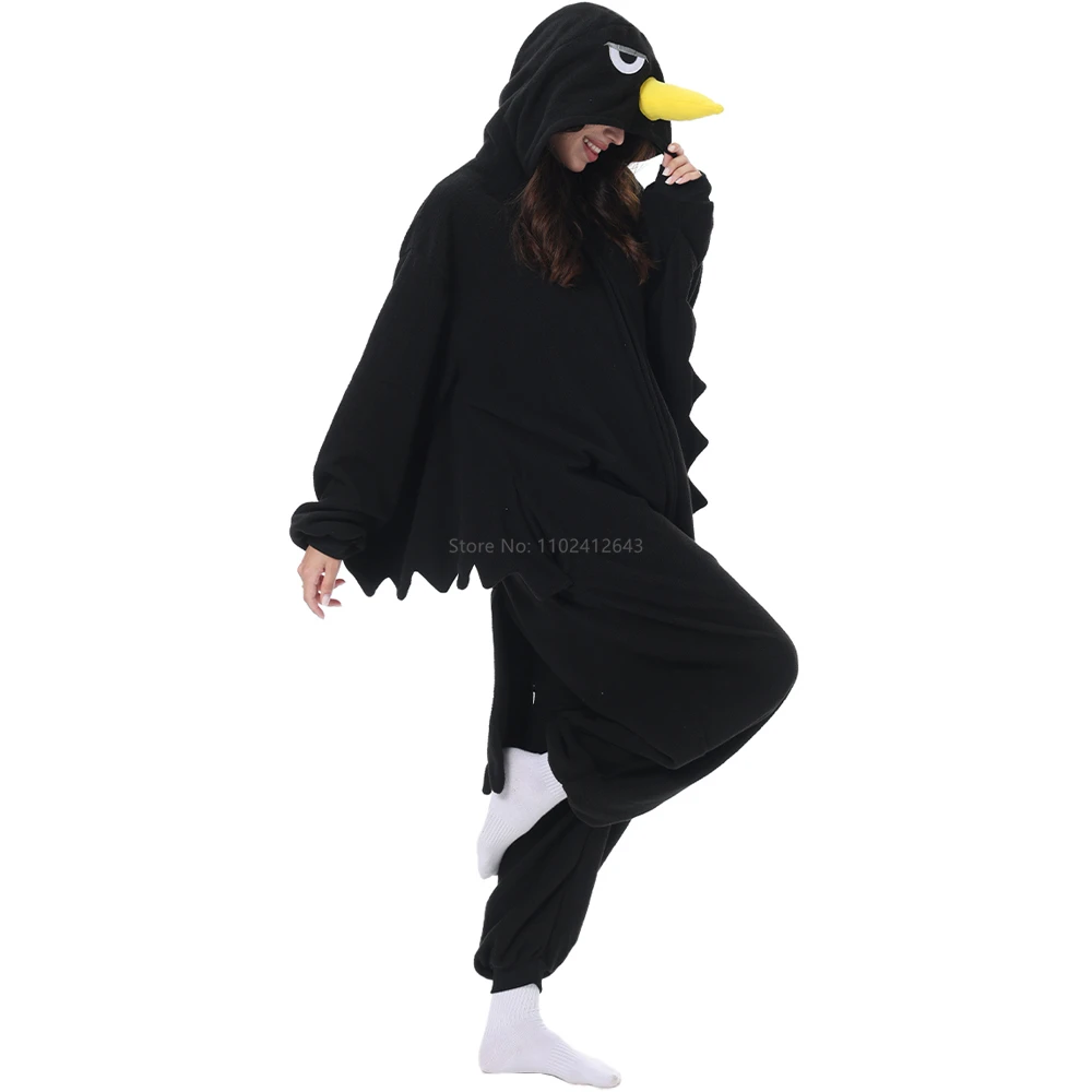 Adult Onesie Women Men Kigurumi Seagull Crow Pyjamas Animal Cartoon Pajama Homewear Halloween Cosplay Party Costume