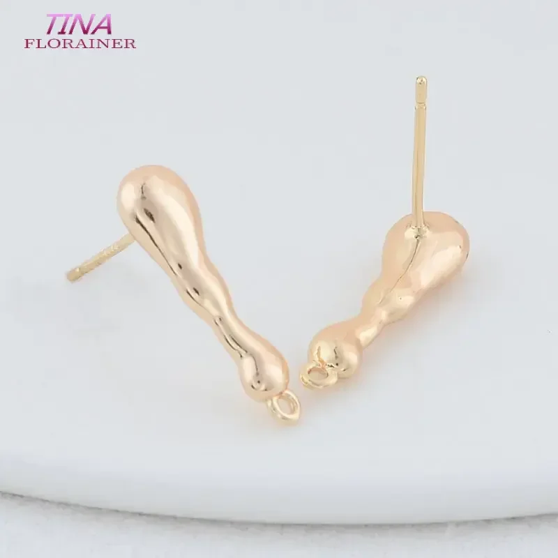 6PCS 5.5*19.5MM 24K Gold Color Plated Brass Stick Shape Stud Earrings High Quality Diy DIY Jewelry Making Finding Accessories