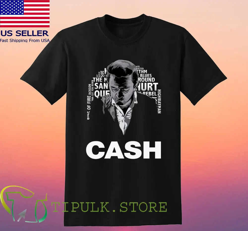 T-shirt nera da uomo Jhonny Cash taglia S-5XL