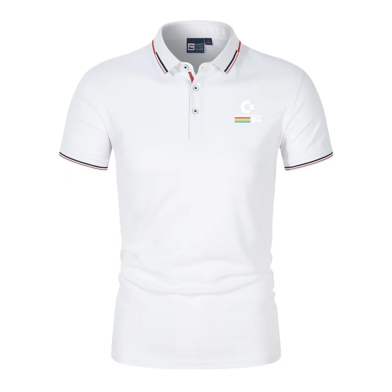 Men's Summer Short Sleeve T-Shirt Commodore 64 Print C64 SID Amiga Graphic Polo Shirt Vintage Computer Gaming Theme