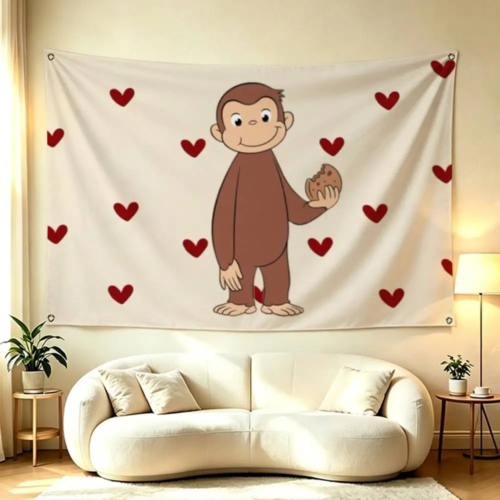 Curious George  Flags for Bedrooms Home Decor Items Outdoor Decors Garage Decoration Flaga