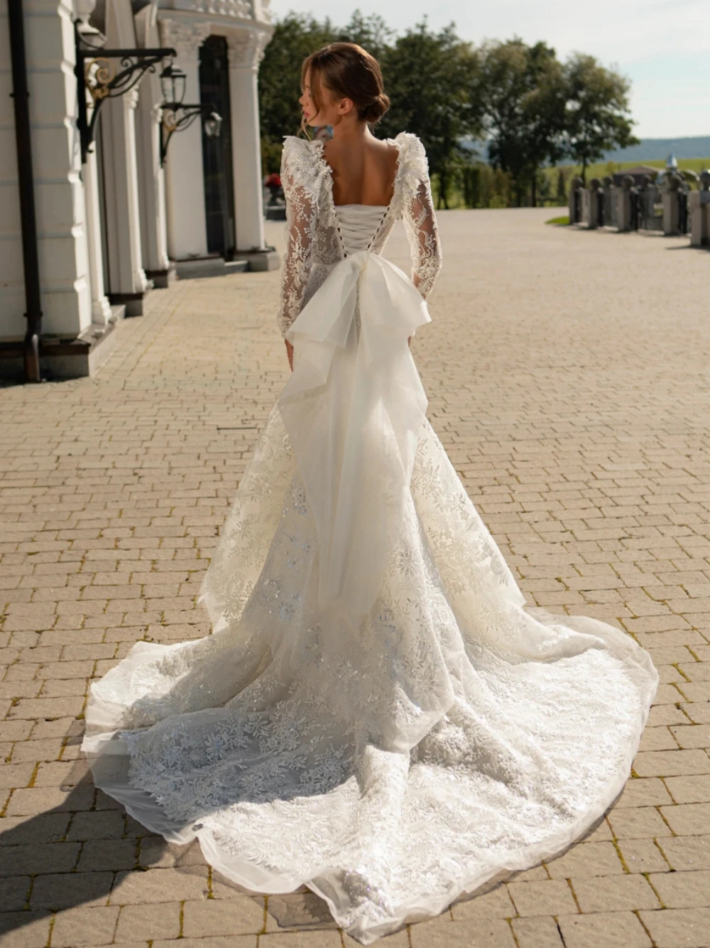 Robe de mariée dos nu à col en V profond pour les patients, longue sirène sexy, robe de mariée élégante avec appliques de perles kly, Rotterdam