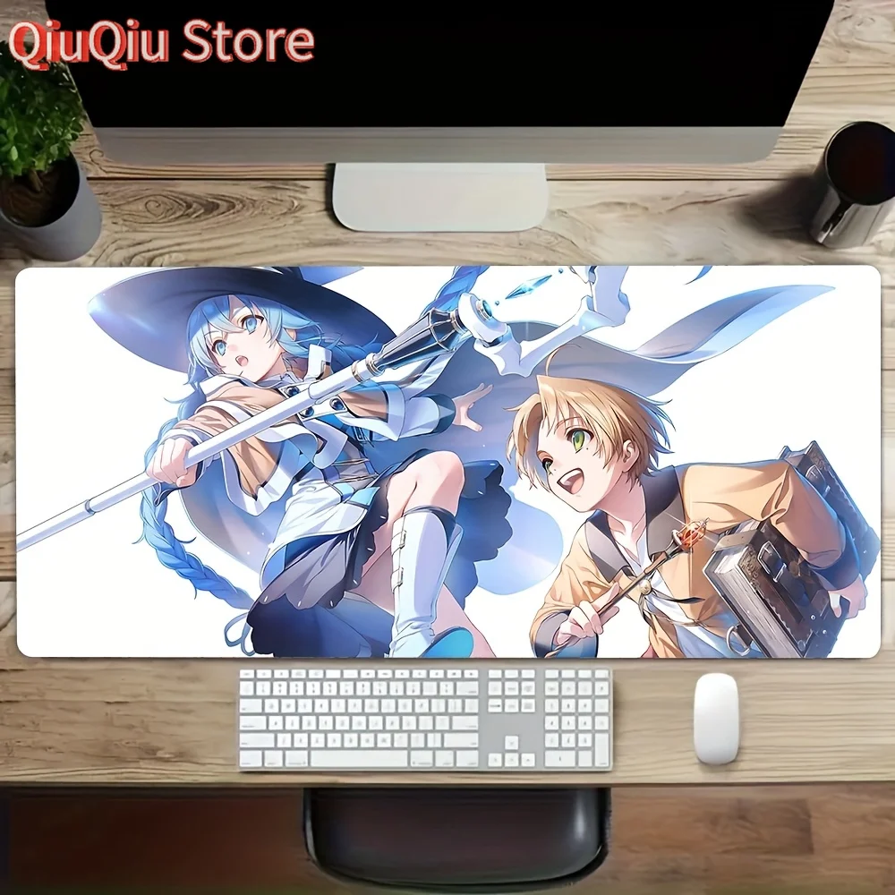قطعة واحدة من لوحة ماوس الألعاب Anime - قاعدة مطاطية غير قابلة للانزلاق، سجادة مكتب قابلة للغسل بتصميم Rudeus وRoxy and Eris، مثالية للمكتب والمدرسة