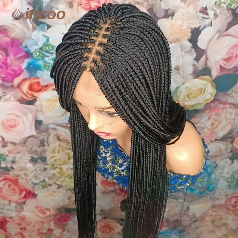 Synthetic Braided Wigs For Black Women Full Lace Wig Braid African Knotless Box Braids Hair Lace Front Wigs Cheap Cornrow Braids