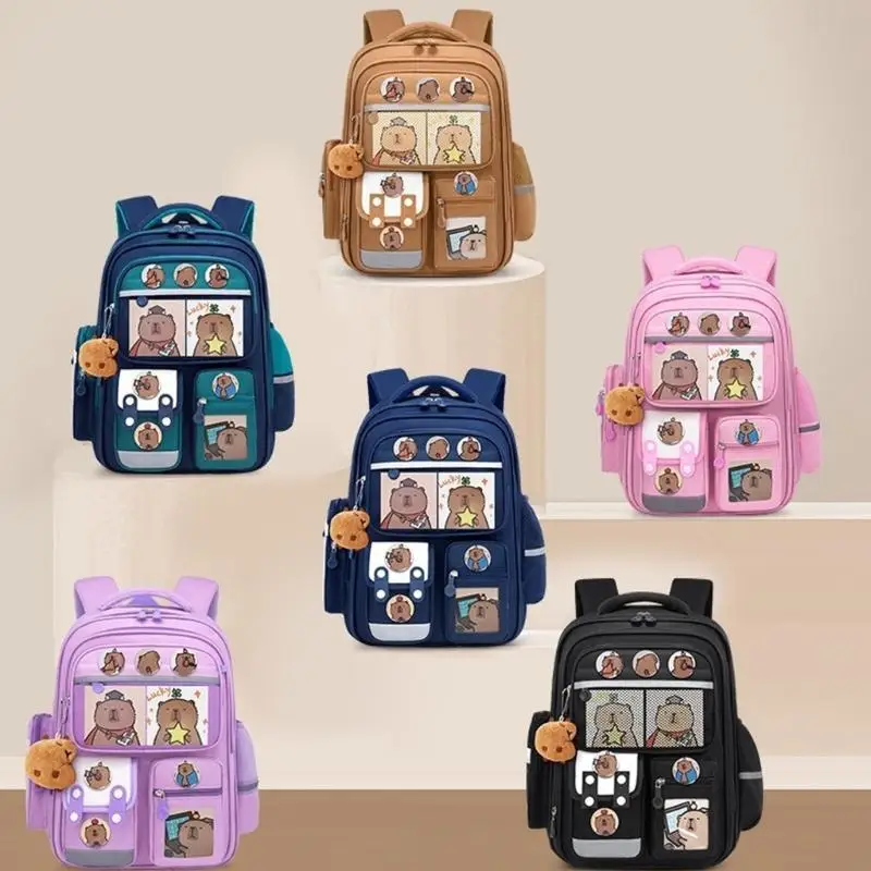 H3CB Thiết kế Capybara độc đáo Backpack cho học sinh tiểu học Túi Schook Công thái học với Dây đeo có thể điều chỉnh cho sự mái