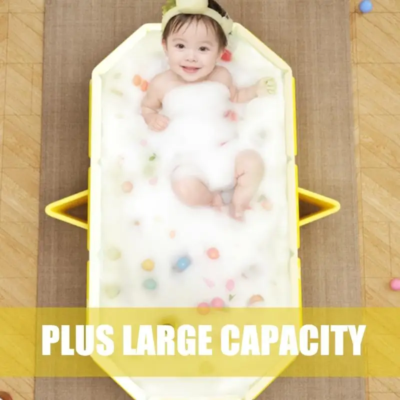 حوض استحمام للأطفال قابل للطي، موفر للمساحة، هيكل قوي من مادة PVC، ميزة الجفاف السريع مع قاعدة مضادة للانزلاق، تخزين سهل 4XBC #3