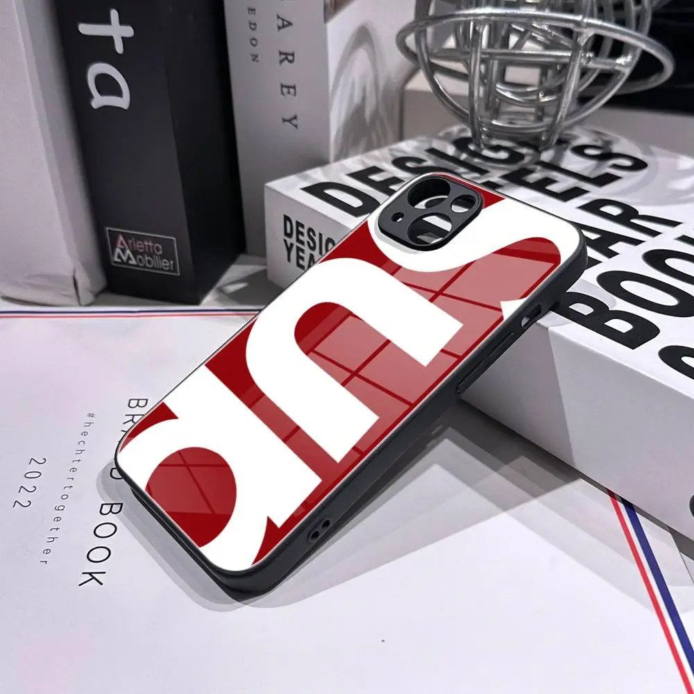 Simple Letter Patterns Phone Case Tempered Glass Shell FOR IPhone 16ProMAX 14 12 17Pro Air 15 Plus 13 Pro MAX English Sup Cover - view 4