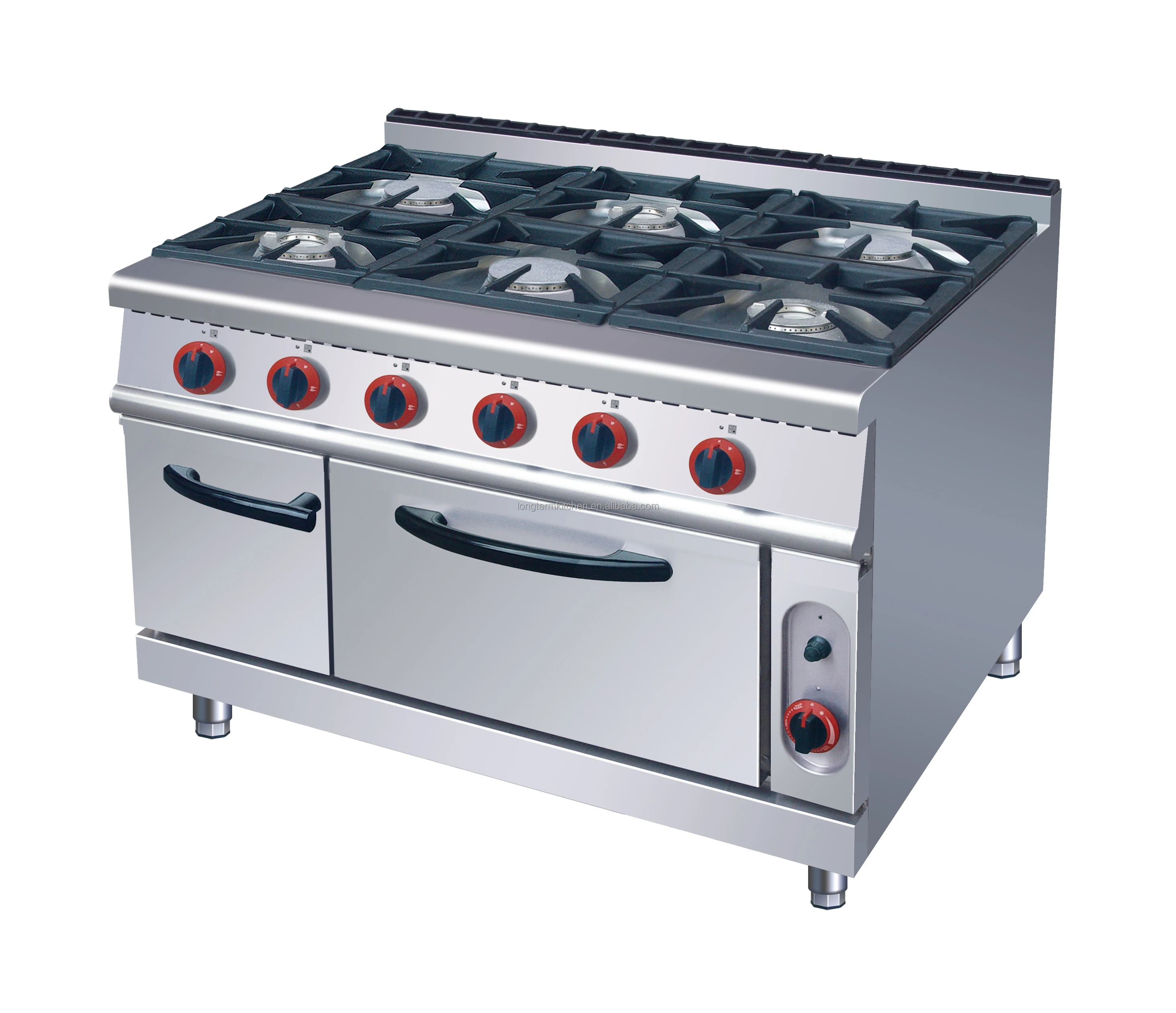 

Commercial Full Series Kitchen Equipment Free Standing Stainless Steel 4 / 6 Burners Gas Cooking Ranges Stove With Oven