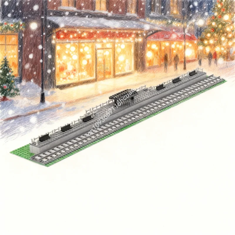 

283 детали MOC: Модель вокзала в среднем масштабе, конструктор, рождественский подарок, развивающая игрушка для сборки, DIY, креативная идея